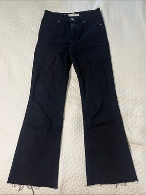 Mango Black Crop Jeans with Distressed Hem Size 4